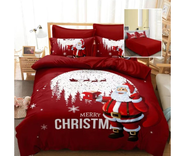 Lenjerie pat finet 3d 6 piese craciun f-xmas51 Lenjerie pat finet 3d 6 piese craciun f-xmas51